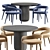 Modern White Dining Chair & Round Black Concrete Table 3D model small image 3