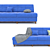 Velvet Blue Sofa 002 3D model small image 4