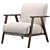 French Contemporary Cream Armchair 3D model small image 1