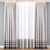 Modern Grey Striped Cotton Curtains 3D model small image 1