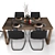 Sleek Oak Table Set 3D model small image 2