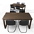 Sleek Oak Table Set 3D model small image 9