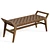 Salvaged Teak and Leather Bench 3D model small image 1