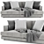 Modern West Elm Haven 2 Seater Sofa 3D model small image 3