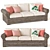 Huntington Wicker Roll Arm Sofa 3D model small image 1