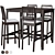 EKEDALEN Bar Set: Dark Brown/ Light Gray, 4 Chairs 3D model small image 2