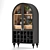 Elegant Fern Bar Cabinet: Wood, Glass, Marble 3D model small image 2
