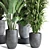 129 Concrete Pot Plant Collection 3D model small image 5