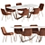 Modern Dining Set 136: Metal, Wood, and Velvet 3D model small image 4