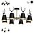 Scandinavian Eco-Style Chandelier with Wooden Frame and Deer Horn Accents 3D model small image 1