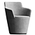 Sleek Flint Armchair 3D model small image 1