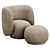 Ferm Living Rico Lounge Chair and Ottoman 3D model small image 2