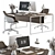 White Wood Office Furniture Set - Employee 50 3D model small image 1