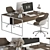 White Wood Office Furniture Set - Employee 50 3D model small image 2
