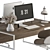 White Wood Office Furniture Set - Employee 50 3D model small image 3