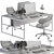 White Wood Office Furniture Set - Employee 50 3D model small image 5