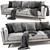 Zander 3-Seater Sofa by West Elm 3D model small image 2