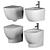 Elegant Italian Toilet & Bidet Set 3D model small image 2