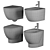 Elegant Italian Toilet & Bidet Set 3D model small image 3