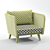 Natural Gray Grace Bay Armchair 3D model small image 3