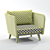 Natural Gray Grace Bay Armchair 3D model small image 6
