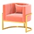 Blush Velvet Accent Chair with Golden Metal Stand 3D model small image 1