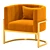 Blush Velvet Accent Chair with Golden Metal Stand 3D model small image 2