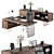 Elegant Wood Steel Boss Desk 3D model small image 1