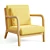 Elegant Mid-Century Linen Armchair 3D model small image 1