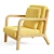 Elegant Mid-Century Linen Armchair 3D model small image 2