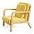 Elegant Mid-Century Linen Armchair 3D model small image 4