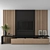 Sleek Black Wood TV Wall 3D model small image 2