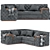 Modern Black Corner Sofa Set 3D model small image 1