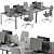 Gray Employee Desk Set 3D model small image 1