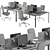 Gray Employee Desk Set 3D model small image 2