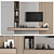 Stylish TV Wall Set - Wood & Concrete 3D model small image 1