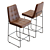 Sophisticated Naomi Leather Bar Stool 3D model small image 2