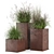 Rustic Metal Pot Plant Set 3D model small image 1