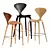 Chic Cherner Wood Stool 3D model small image 1