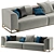 Elegant Ebony 3-Seater Sofa with Built-In Shelves 3D model small image 1