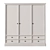 Elegant French Three-door Wardrobe 3D model small image 1