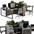 Office Greenery: Employee Black & Plant Box 3D model small image 1