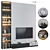 Modern TV Wall Set with Export Options 3D model small image 1