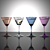 Triangular Engraved Multicolor Martini Glasses 3D model small image 1