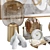 Elegant Decor Set: Vases, Clock, Mirror, Lamp 3D model small image 3