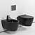 Aldo Matt Black Wall Hung Toilet with Removable Soft Close Lid 3D model small image 1