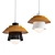 Sleek Walnut Pendant Light 3D model small image 1