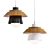 Sleek Walnut Pendant Light 3D model small image 3