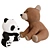 Bear & Panda Plush Toys 3D model small image 2