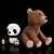 Bear & Panda Plush Toys 3D model small image 3